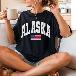 Retro Alaska Shirt, USA Patriotic Gift for Women T-Shirt