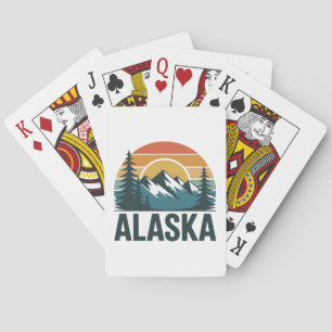 Retro Alaska Sunset Adventure Playing Cards
