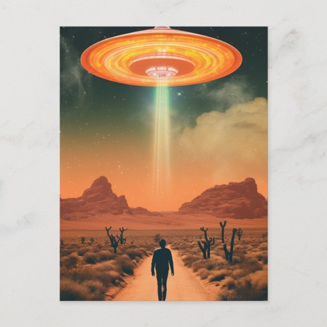 Retro Alien Abduction From the Desert Postcard (Front)
