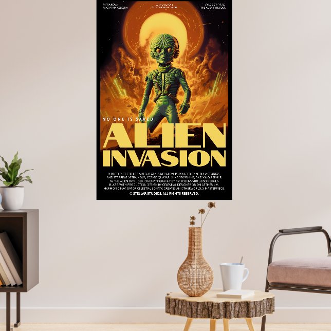 Retro Alien Sci-Fi Movie Inspired Wall Poster (Salon 3)