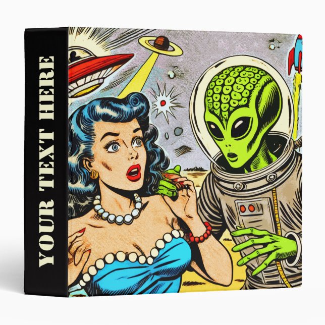Retro Alien Science Fiction Comics Binder (Front/Spine)