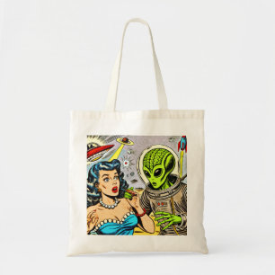 Retro Alien Science Fiction Comics Tote Bag