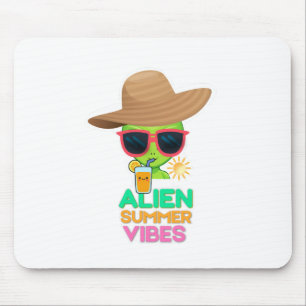 Retro Alien Summer Beach Vibes Mouse Pad