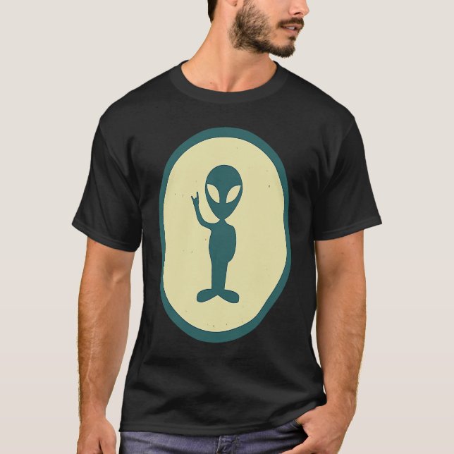 Retro Alien Vintage UFO T-Shirt (Front)