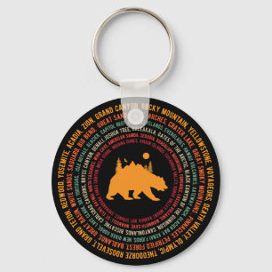 Retro All 63 US National Parks Keychain