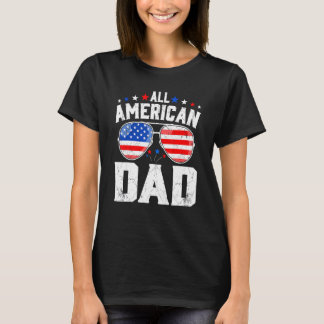 Retro All American Dad Vintage Us Flag Retro Famil T-Shirt