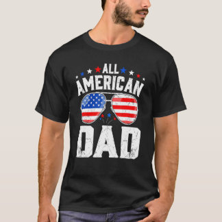 Retro All American Dad Vintage Us Flag Retro Famil T-Shirt