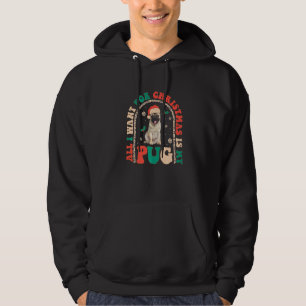 Retro All i want for Christmas is my Pug Groovy Xm Hoodie