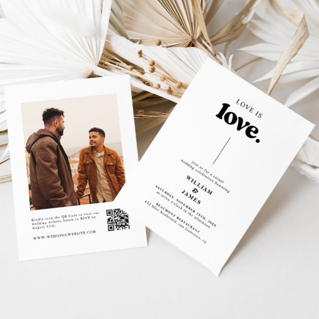 Retro All In One Love Is Love Gay LGBT Wedding Invitation (Creator Uploaded)