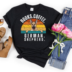 Retro Allemand Berger Chien Livres Café T-Shirt