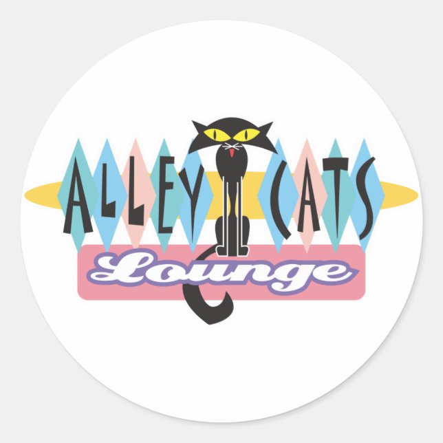 retro alley cats lounge sign classic round sticker (Front)