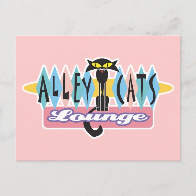 retro alley cats lounge sign postcard (Front)