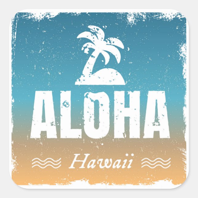 Retro Aloha Hawaii Square Sticker (Front)
