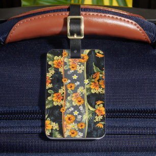 Retro Aloha Shirt with Hibiscus Luggage Tag