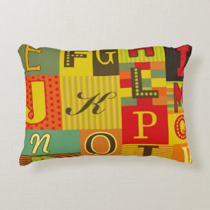 retro alphabet design. Vintage illustration Accent Pillow