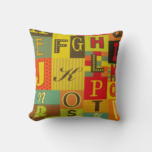 retro alphabet design. Vintage illustration Throw Pillow
