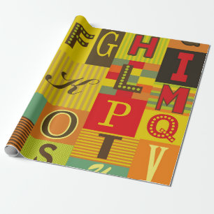 retro alphabet design. Vintage illustration Wrapping Paper