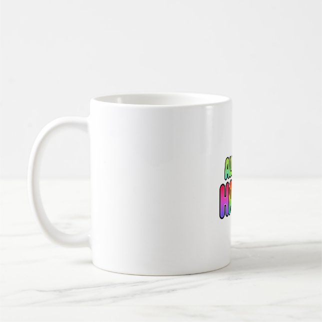 Retro Always Happy Rainbow Smile Mug (Left)