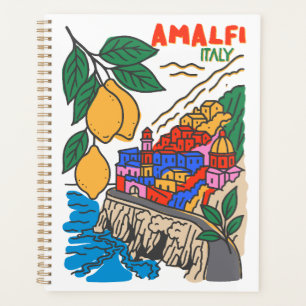 Retro Amalfi Italy Mediterranean Art Handdrawn  Planner