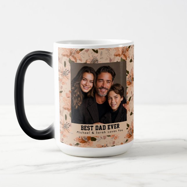 Retro Amaryllis Nature Daddy Pop Tribute Magic Mug (Left)