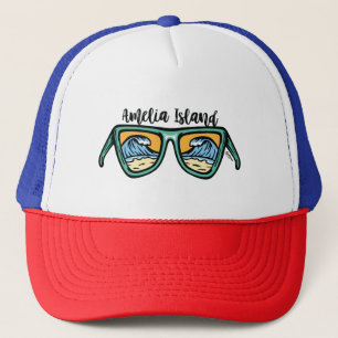 Retro Amelia Island Beach on both sides Trucker Hat