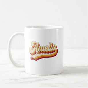 Retro Amelia Name 70s Vintage Design Coffee Mug