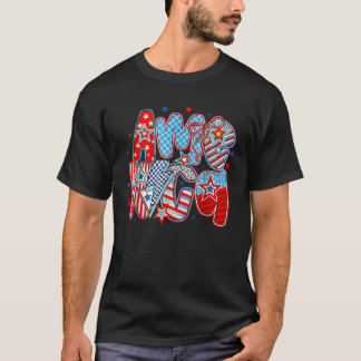 Retro America Coquette 4th of July America Chequer T-Shirt