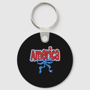 Retro America Coquette 4th Of July Memorial Indepe Keychain