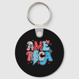 Retro America Coquette Bow 4th Of July Independenc Keychain