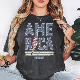 Retro America Flag Lightning Bolt T-Shirt