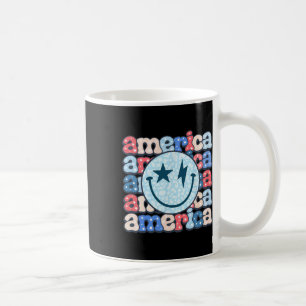 Retro America Groovy Smile Face American Flag 4th Coffee Mug