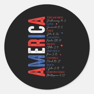 Retro America Treasured Free Brave 4th Of July Men Classic Round Sticker