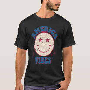 Retro America Vibes Women Girl Happy Face Pink Le T-Shirt