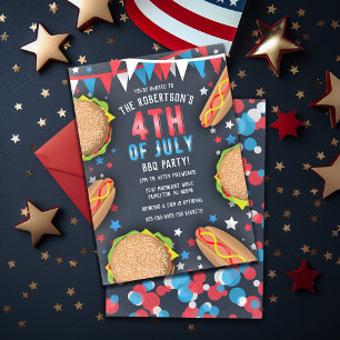 Retro American 4th of July BBQ Party Invitation