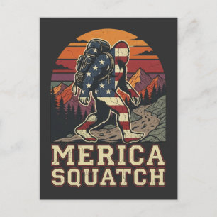 Retro American Bigfoot Sasquatch Nature Postcard