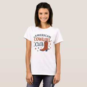 Retro American Cowgirl Club Patriotic T-Shirt