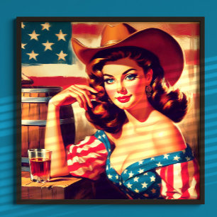Retro American Cowgirl Pinup Poster