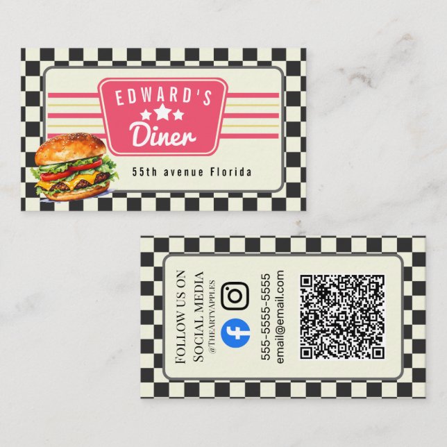 retro American diner 1960 1950s milkshake Business Card (Front/Back)