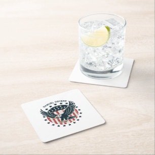 Retro American Eagle Square Paper Coaster