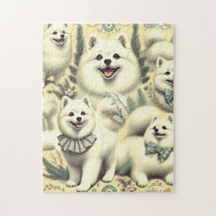 Retro American Eskimo Illustration Jigsaw Puzzle