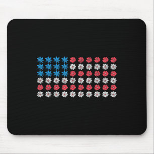 Retro American Flag 4th Of July Patriotic Daisy Fl Mouse Pad