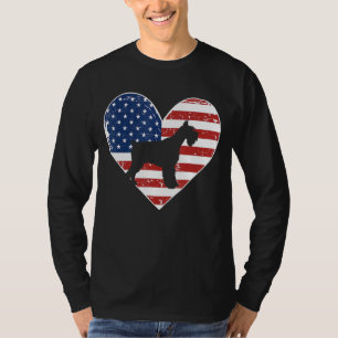 Retro American Flag 4th Of July Schnauzer Dad Mom T-Shirt