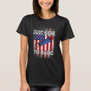 Retro American Flag 4th Of July Us I'm Just Here T T-Shirt