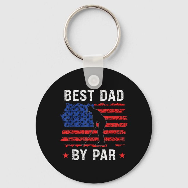 Retro American Flag Best Dad Keychain (Front)