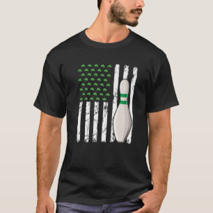 Retro American Flag Bowling Sport St. Patrick's Da T-Shirt