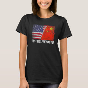 Retro American Flag China Flag Best Girlfriend Eve T-Shirt