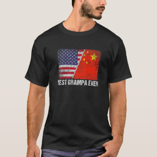Retro American Flag China Flag Best Grampa Ever Fa T-Shirt
