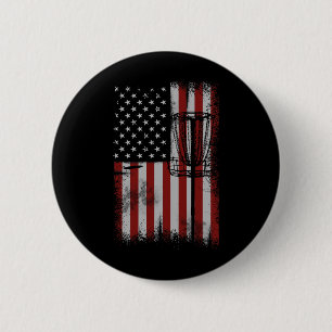 Retro American Flag Disc Golf Gift For Men Disc Go 2 Inch Round Button