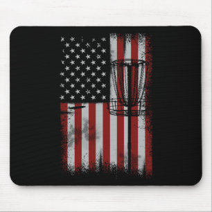 Retro American Flag Disc Golf Gift For Men Disc Go Mouse Pad