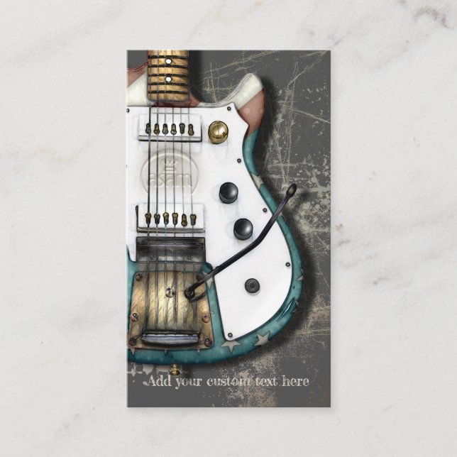 Retro American Flag Electric Guitar Business Card (Front)
